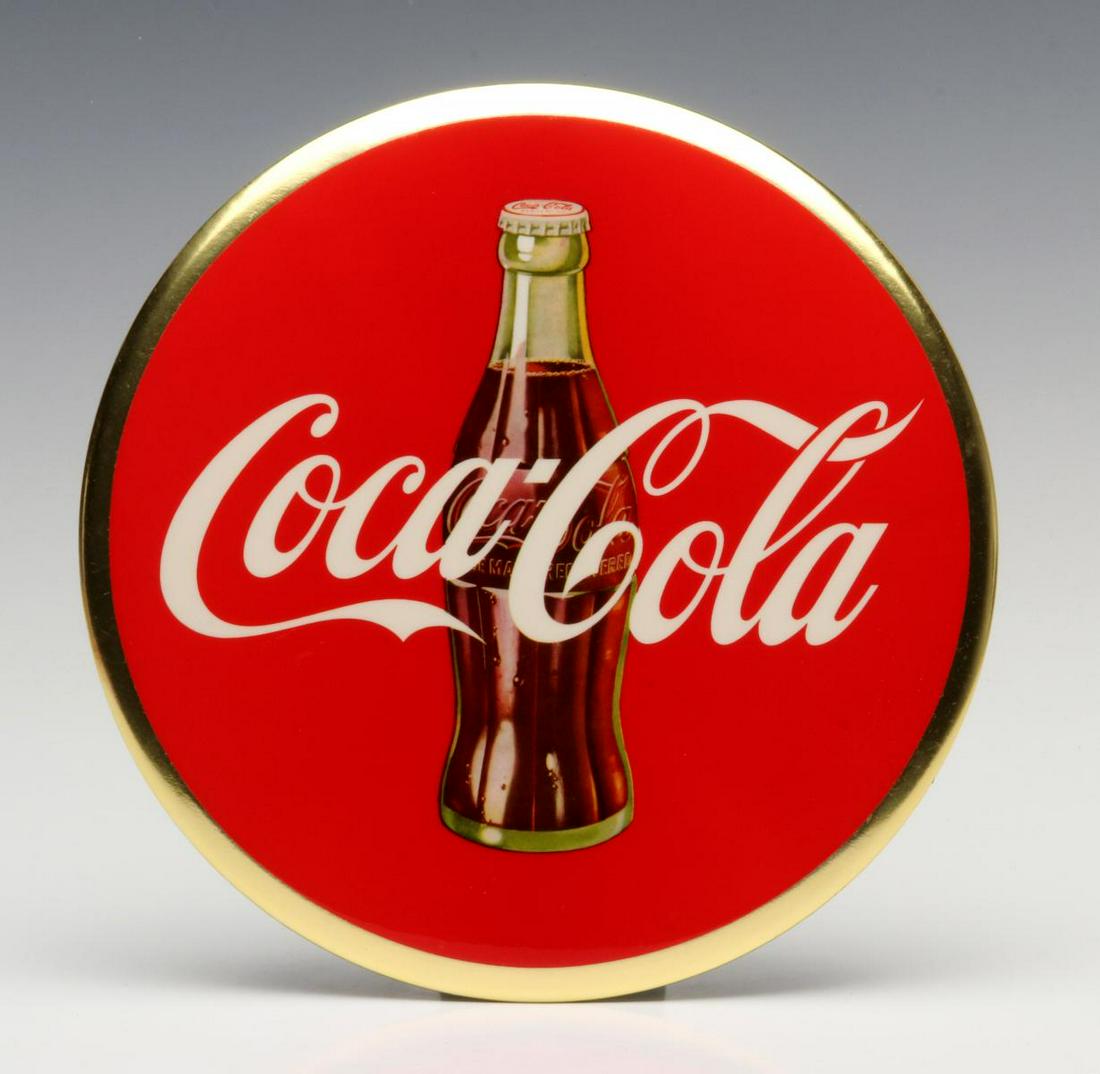 ASUPER CLEAN 1950s COCA-COLA CELLULOID ADVERTISING SIGN: The new old stock Coca-Cola bottle sign with standee back Petretti #PMS102.000. Measures 9 inches. Provenance: The 45-year collection of Michael and Donna Hayes, West Plains, Missouri. We happily prov