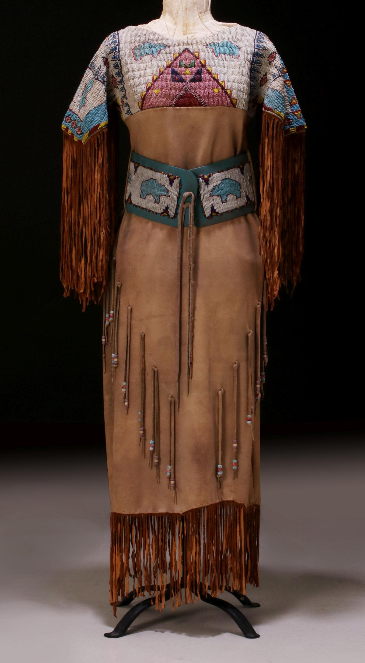 A LAKOTA SIOUX BEADED HIDE DRESS BY CHARLES FAST HORSE (1 of 20)