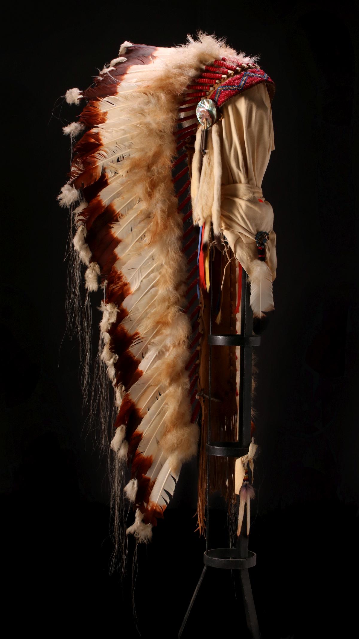A CONTEMPORARY LAKOTA SIOUX HEADDRESS WITH BEADING (1 of 20)