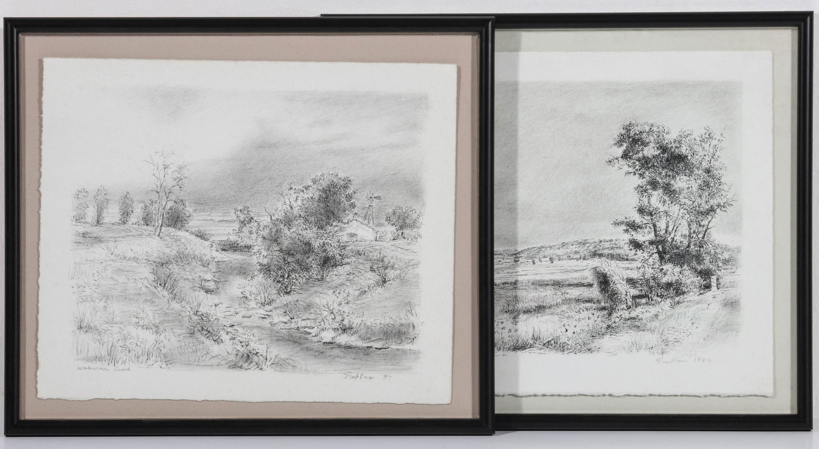 ROBERT SUDLOW (1920-2010) PENCIL SIGNED LITHOGRAPHS: Robert Sudlow (1920-2010) Wakarusa Creek and Washington Creek II 1987, 1989 Two pencil signed prints: 1) Titled 'Wakarusa Creek' lower left, signed lower right and dated 87.2) Titled 'Washington Creek