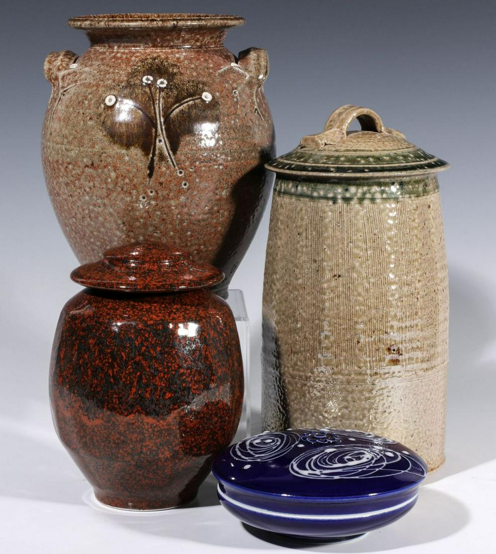 STONEWARE STUDIO POTTERY WORKS SIGNED TOM TURNER: A group of decorated stoneware and porcelain works studio potter works signed Tom Turner. Measure 2 to 9 inches. We happily provide seamless in-house packing and shipping services on nearly everything