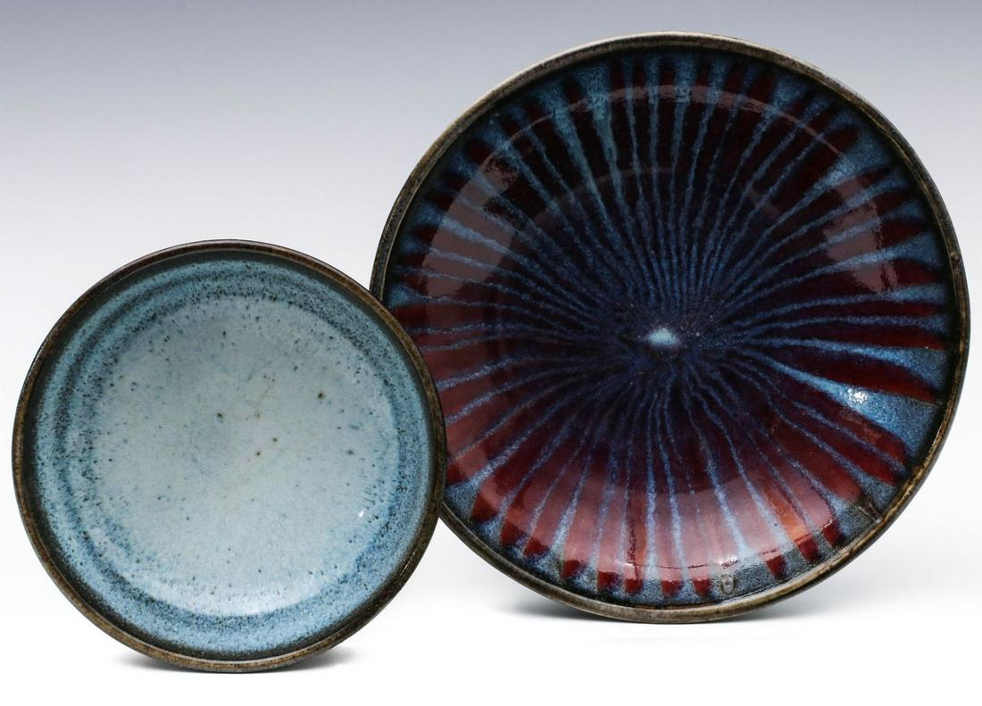 HARDING BLACK STUDIO POTTERY DATED 1985 AND 1956: The works in stoneware and porcelain, each signed and dated on the underside of the base. Those measures 6 and 9 inches in diameter. We happily provide seamless in-house packing and shipping services