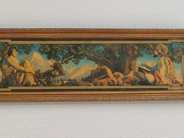 ORIG. MAXFIELD PARRISH PRINT - RUBAIYAT: This original Maxfield Parrish print is titled "The Rubaiyat". It comes in its original period frame that is 11" tall by 33 1/4" wide. Image size is 7 3/4" tall by 29 1/2" wide. Marked in lower right