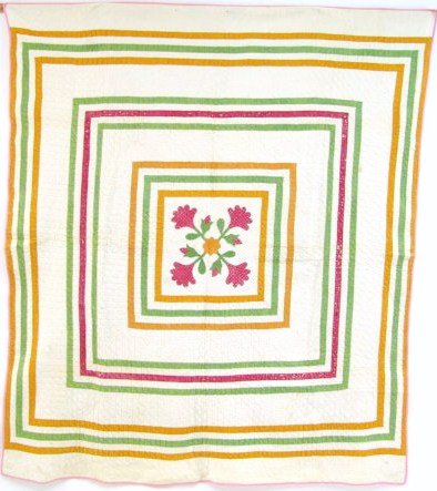 ANTIQUE VARIATION OF LOTUS BUD/LOTUS FLOWER QUILT (1 of 10)