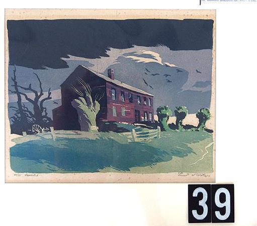 "DESERTED" A COLOR WOODBLOCK BY PRAIRIE PRINTMAKER