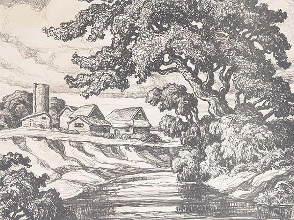 BIRGER SANDZEN (1871-1954) PENCIL SIGNED LITHOGRAP