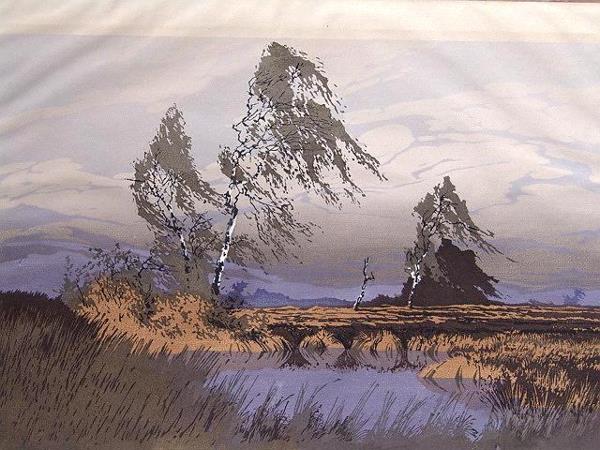 1930'S COLOR WOODCUT BY OSCAR DROEGE (1898-1982) C