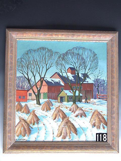 GREAT OIL ON CANVAS PAINTING TITLED MARCH SNOW