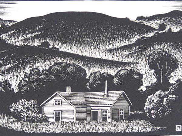 HERSCHEL LOGAN (1902-1987) PENCIL SIGNED WOODCUT P