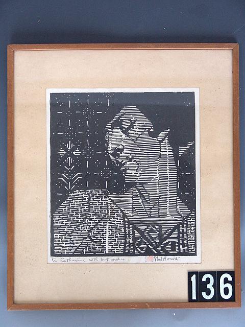 PAUL HONORE (1885-1956) PENCIL SIGNED WOOD BLOCK P
