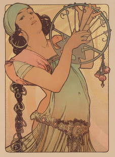 ALPHONSE MUCHA POSTER 'SALOMÉ' FOR L'ESTAMP MODERNE: Alphonse Maria Mucha (1860-1939) Salomé from L'Estampe Moderne, No. 2 1897 The color lithograph Salome in five colors with metallic gold highlights, signed in image/plate lower left corner, the