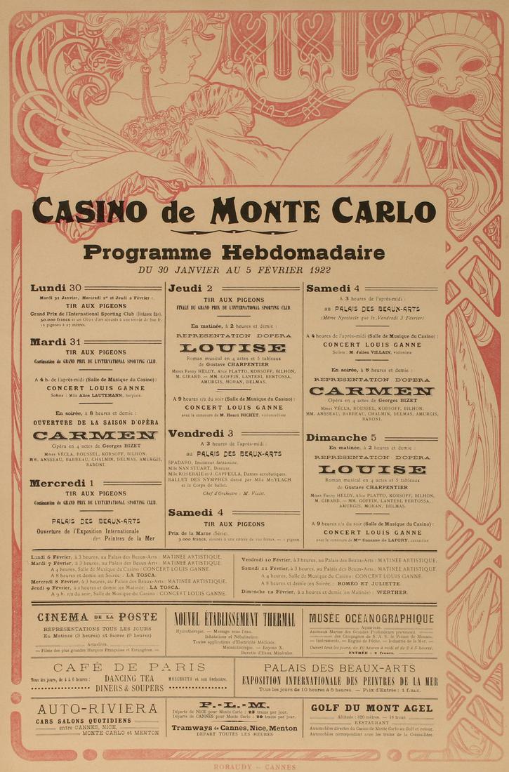 ALPHONSE MUCHA (1860-1939) CASINO de MONTE CARLO POSTER (1 of 10)