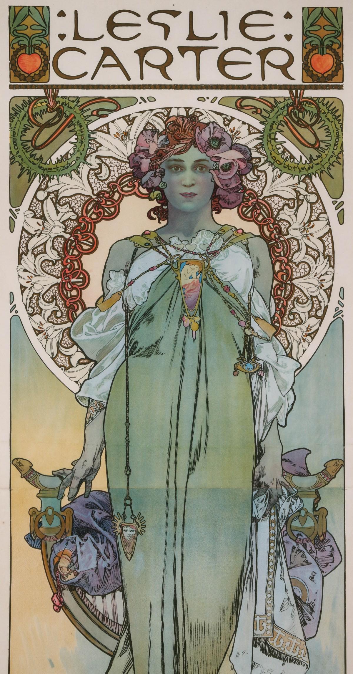 ALPHONSE MUCHA 1908 LIFE-SIZED POSTER FOR LESLIE CARTER (1 of 13)