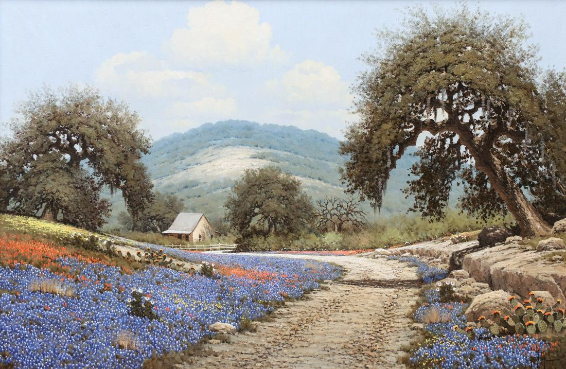 RANDY PEYTON (Born 1958) OIL ON CANVAS WITH BLUEBONNETS (1 of 16)