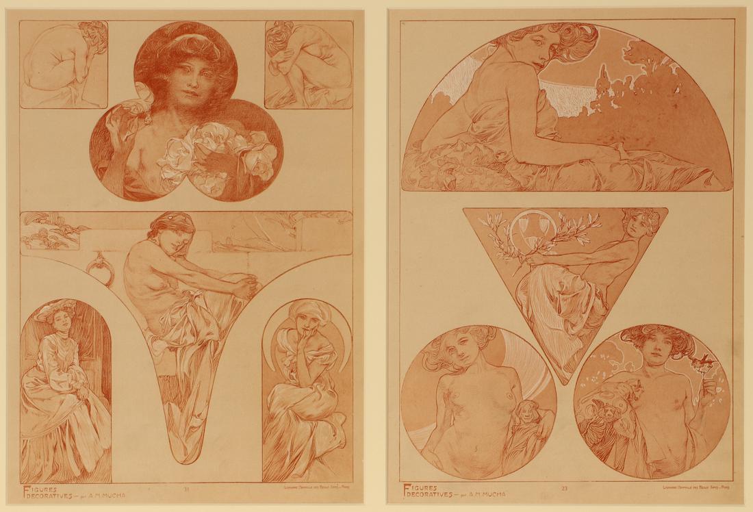 ALPHONSE MUCHA; PLATES FROM FIGURES DECORATIVES, 1905 (1 of 10)