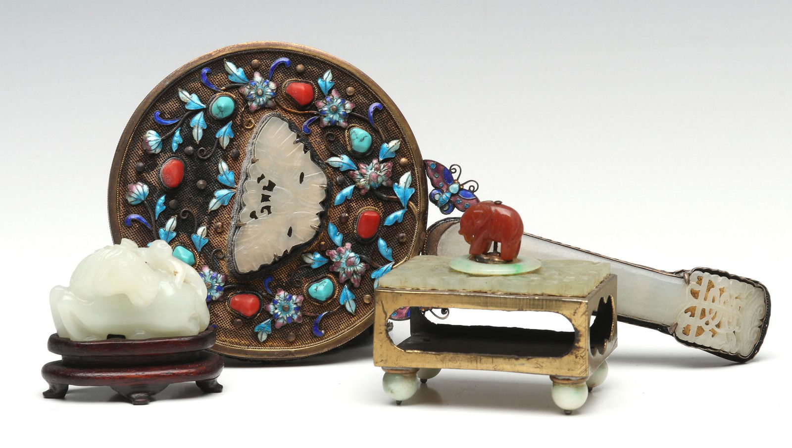 LOT OF CHINESE JADE AND JADE MOUNTED OBJECTS (1 of 13)