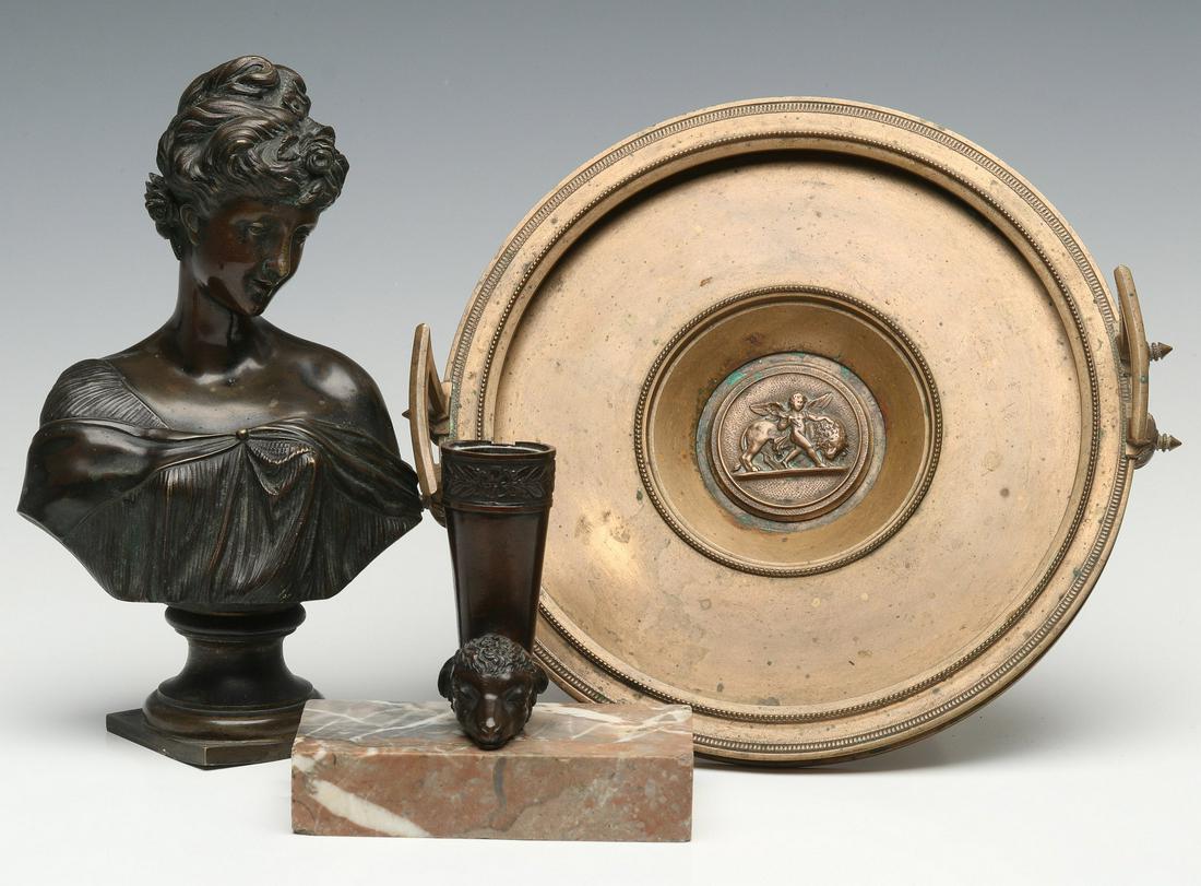 A GROUP OF VICTORIAN BRONZE SCULPTURE AND TAZZA (1 of 11)