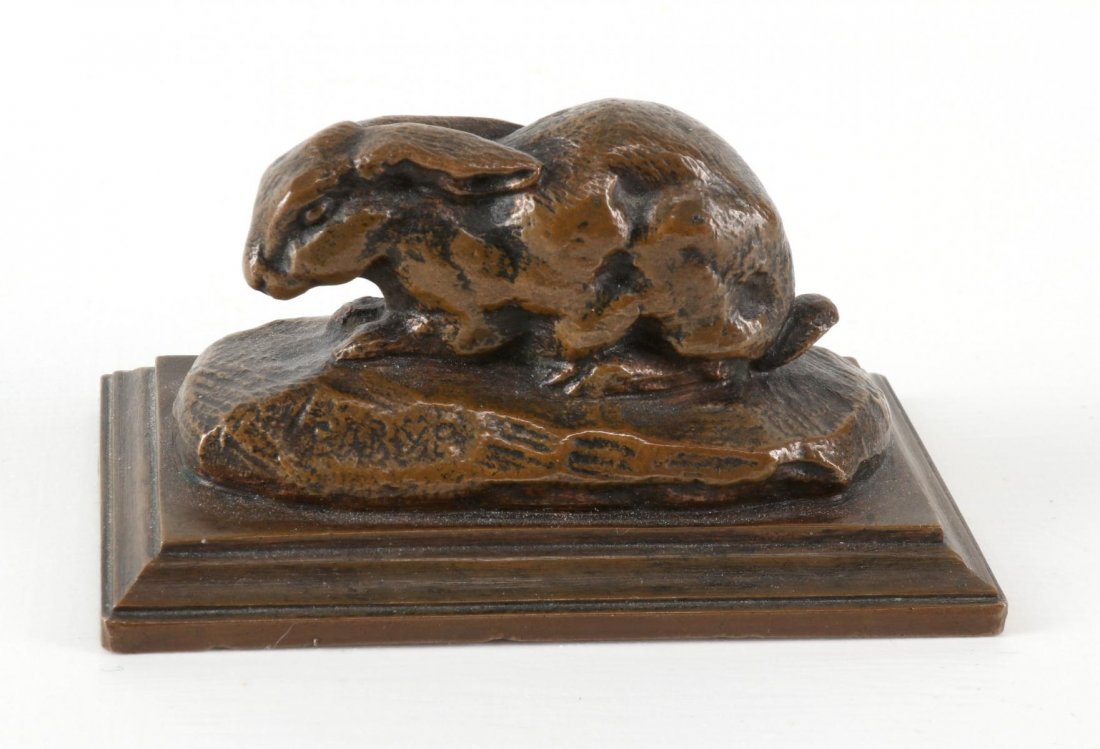 ANTOINE-LOUIS BARYE (1796-1875) BRONZE RABBIT (1 of 7)