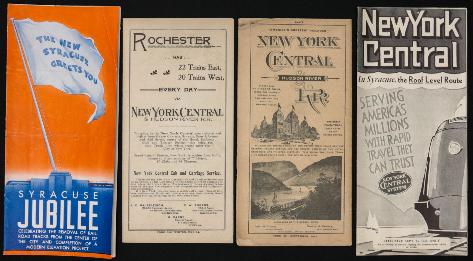 ANTIQUE AND VINTAGE N.Y.C. RAILROAD TIME TABLES: Forty antique and vintage travel brochures, time tables, menus and more related to the New York Central Lines Railroad. . We happily provide seamless in-house packing and shipping services on nearly e