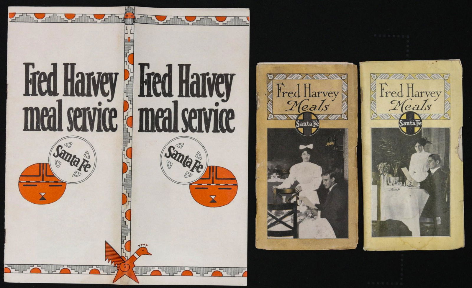 A COLLECTION OF SANTA FE TIME TABLES, BROCHURES: Twelve antique and vintage travel brochures and time tables related to the Santa Fe Railroad. . We happily provide seamless in-house packing and shipping services on nearly everything we sell.