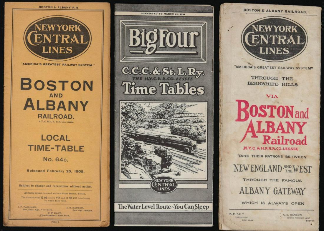 A COLLECTION OF N.Y.C.R.R. TIME TABLES: Fifteen antique and vintage time tables related to the New York Central Railroad. . We happily provide seamless in-house packing and shipping services on nearly everything we sell.
