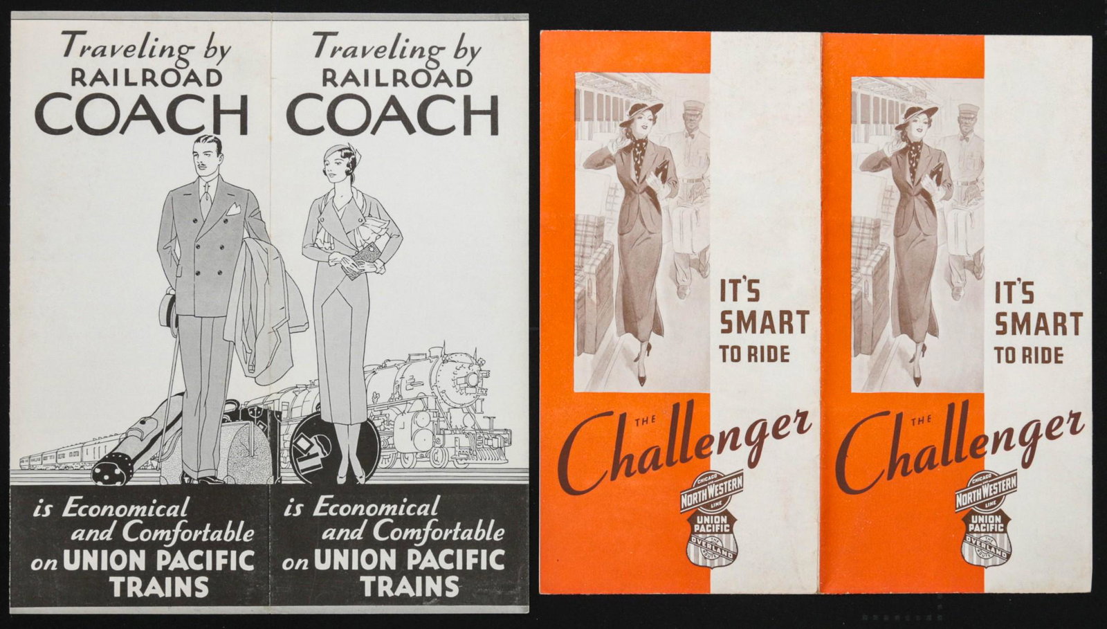 A COLLECTION OF UNION PACIFIC TIME TABLES, BROCHURES: Twenty seven vintage travel brochures, menus, time tables and more related to the Union Pacific Railroad. . We happily provide seamless in-house packing and shipping services on nearly everything we s