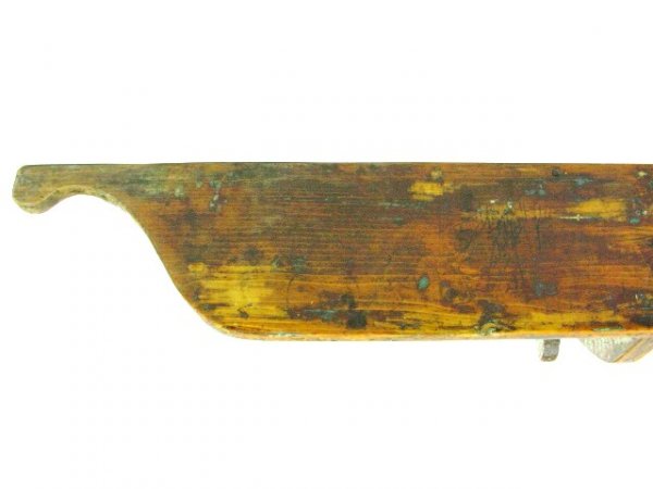 COUNTRY PINE SQUARE NAILED SHELF, OLD PAINT TRACES - 2