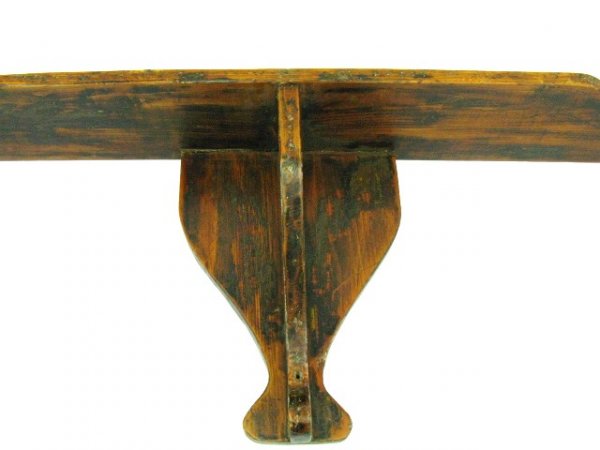COUNTRY PINE SQUARE NAILED SHELF, OLD PAINT TRACES - 3