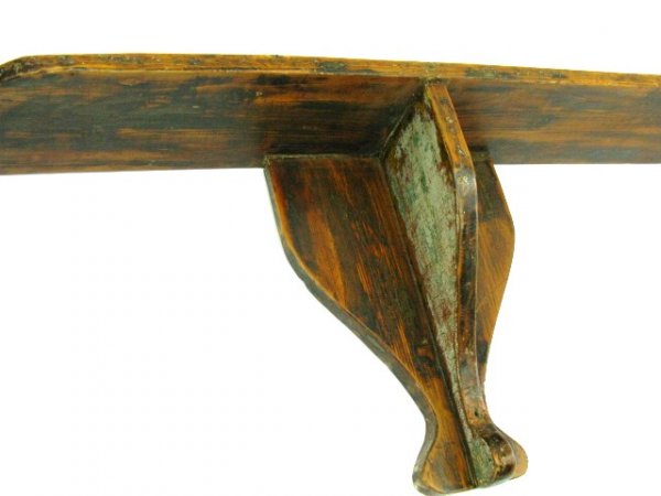 COUNTRY PINE SQUARE NAILED SHELF, OLD PAINT TRACES - 4