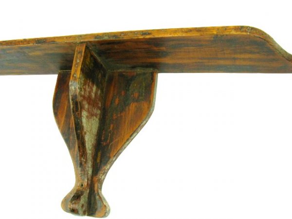 COUNTRY PINE SQUARE NAILED SHELF, OLD PAINT TRACES - 5