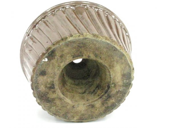 GLAZED STONEWARE ANTIQUE BUNDT CAKE MOLD - 4