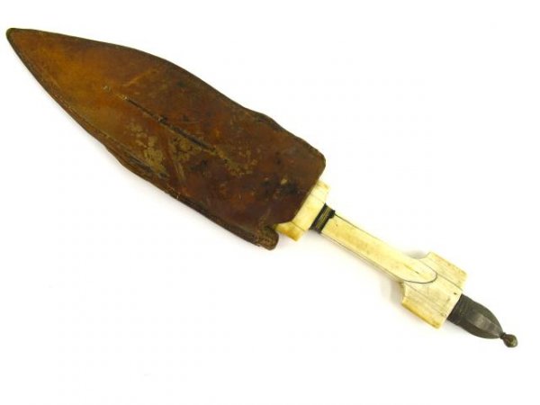IVORY HANDLED KINDJAL DAGGER WITH VELLUM SHEATH - 2