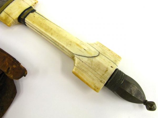 IVORY HANDLED KINDJAL DAGGER WITH VELLUM SHEATH - 6