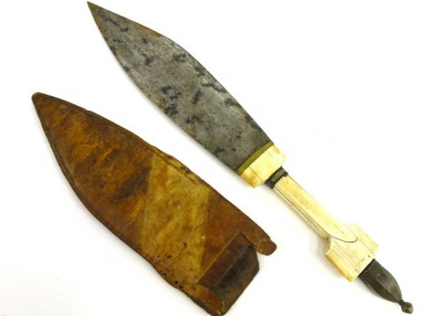 IVORY HANDLED KINDJAL DAGGER WITH VELLUM SHEATH - 7