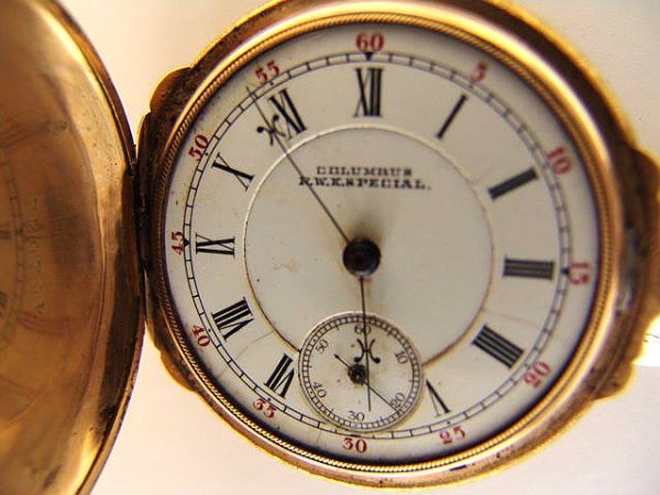 COLUMBUS ANTIQUE HUNT CASE POCKET WATCH - 2