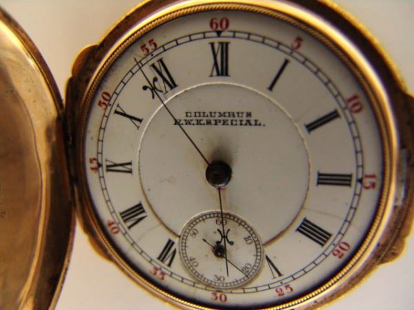 COLUMBUS ANTIQUE HUNT CASE POCKET WATCH - 3