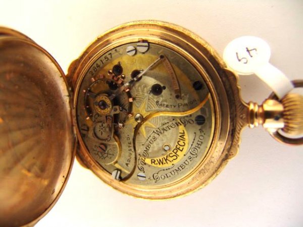 COLUMBUS ANTIQUE HUNT CASE POCKET WATCH - 4