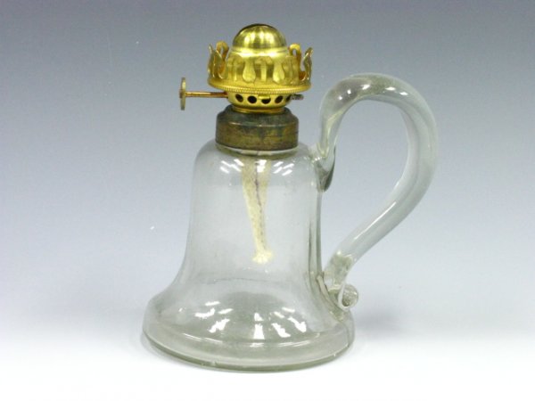 EARLY BLOWN GLASS MINI LAMP W/ HIGH FINGER LOOP