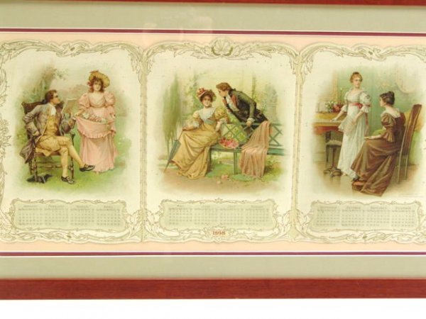FRAMED 1898 TRYPTIC CALENDAR
