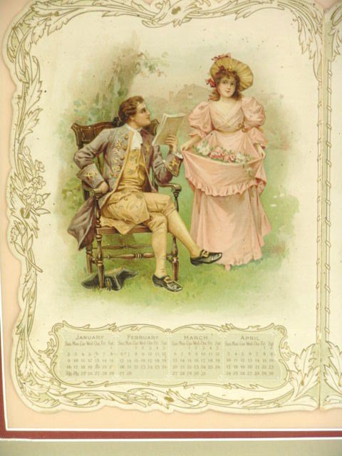FRAMED 1898 TRYPTIC CALENDAR - 2
