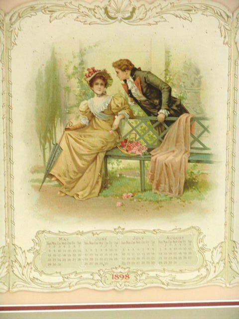 FRAMED 1898 TRYPTIC CALENDAR - 3