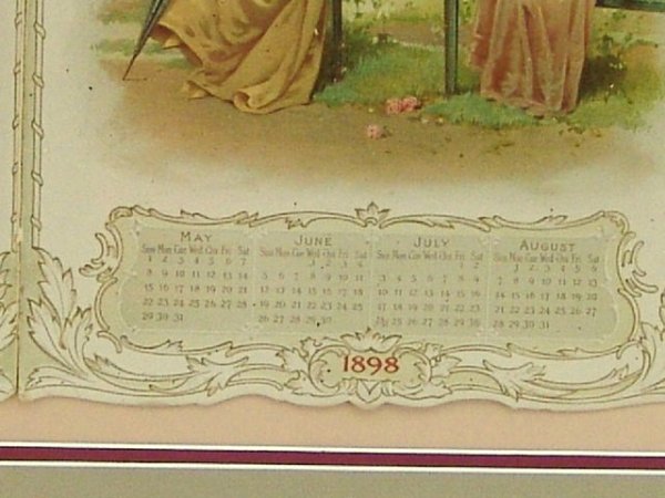 FRAMED 1898 TRYPTIC CALENDAR - 8