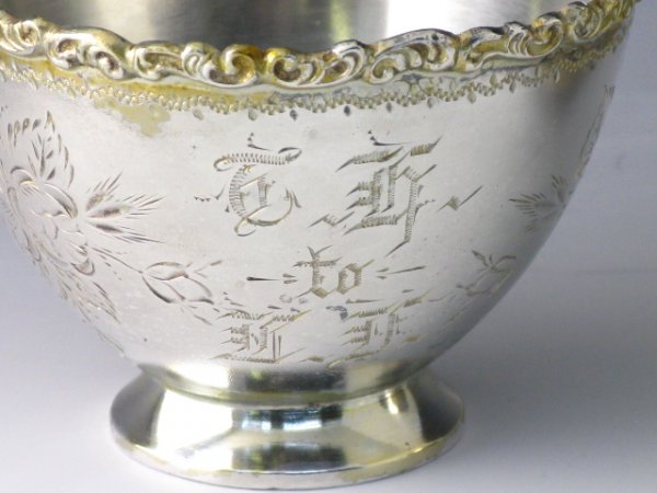 TWO FANCY QUAD PLATE SILVER CUP AND SAUCER SETS - 4