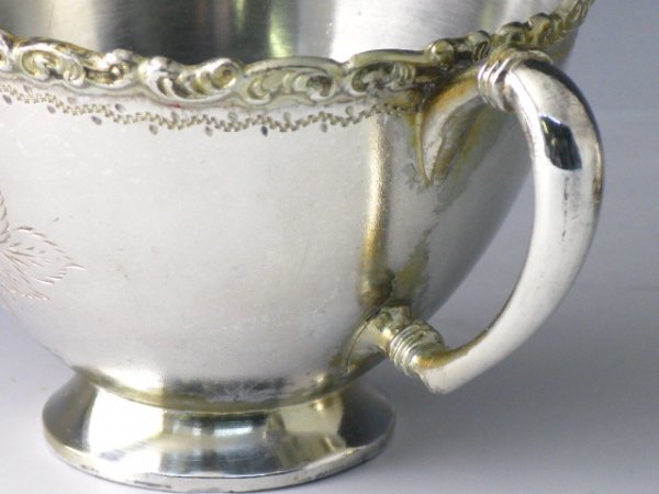 TWO FANCY QUAD PLATE SILVER CUP AND SAUCER SETS - 5