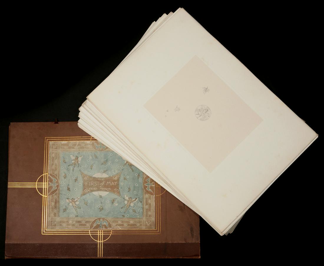 FOLIO 'THE FIRST OF MAY', WALTER CRANE, 1 of 300 COPIES: The folio of 52 illustrations after Walter Crane, The First of May; a Fairy Masque. Henry Sotheran and Co. London, 1881. Folio measures 24.25 x 17.25 inches. Provenance: The Estate of Robert Allan Haa