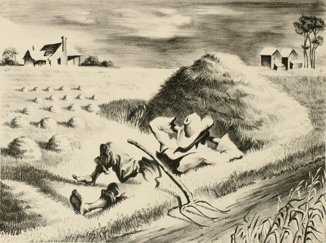 GEORGES SCHREIBER (1904-1977) PENCIL SIGNED LITHOGRAPH: Georges Schreiber (1904-1977) Southern Siesta Titled with an original AAA label present verso, signed lower right, printed on Rives watermarked paper. Image measures 8.75 x 11.75, sheet size 11.25 x 1