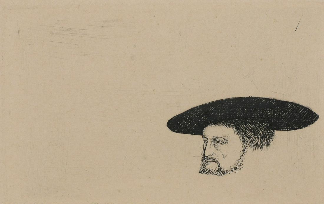 LEONARD BASKIN (1922-2000) PENCIL SIGNED ETCHING: Leonard Baskin (1922-2000) Behan (Man with Large Hat) Late 20th Century. Signed lower right, edition 82/200 lower left. We happily provide seamless in-house packing and shipping services on nearly eve