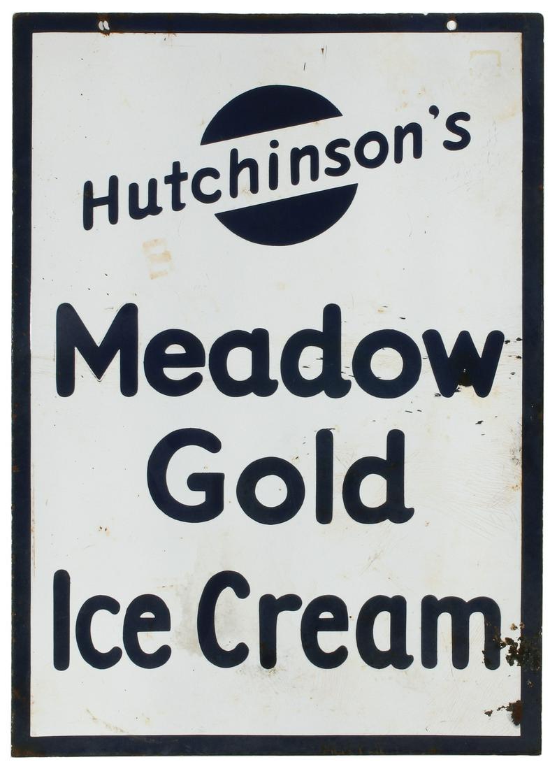 A PORCELAIN SIGN FOR HUTCHINSON'S MEADOW GOLD ICE CREAM Jun 28, 2020