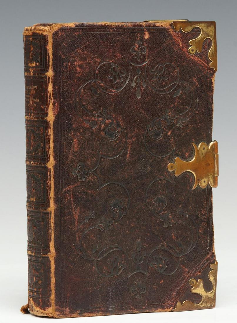 THE POLYGLOTT BIBLE CIRCA 1865: 'The English Version of the Polyglott Bible' (Circa 1865), Samuel Bagster & Sons, London, dedication on the end page dated 1865, with brass corners and clasp. Measures 6 inches. We happily provide sea