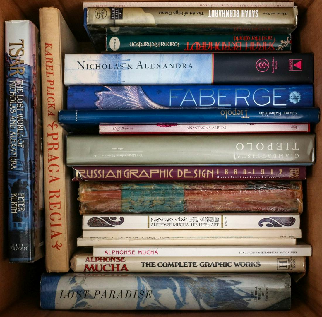 MUCHA, RUSSIAN ART, SARAH BERNHARDT, FABERGE: From the library of illustrator Robert Haas. Provenance: The Estate of Robert Allan Haas. We happily provide seamless in-house packing and shipping services on nearly everything we sell.